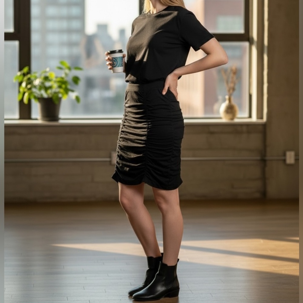 Elegant Bebe Black Ruched Skirt